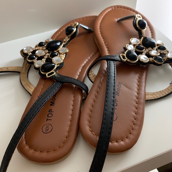 Top Moda - Black Jeweled sandals - Picture 3 of 3